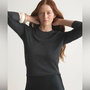Quince Lightweight Cotton Cashmere Crew Sweater - Heather Charcoal (S)